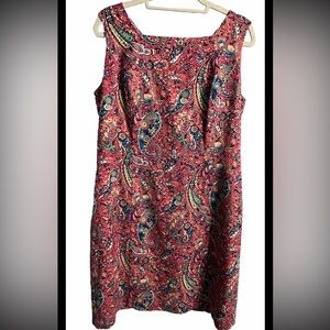 Talbots Women's Dress Sleeveless Paisley Multicolored Textured Size 16